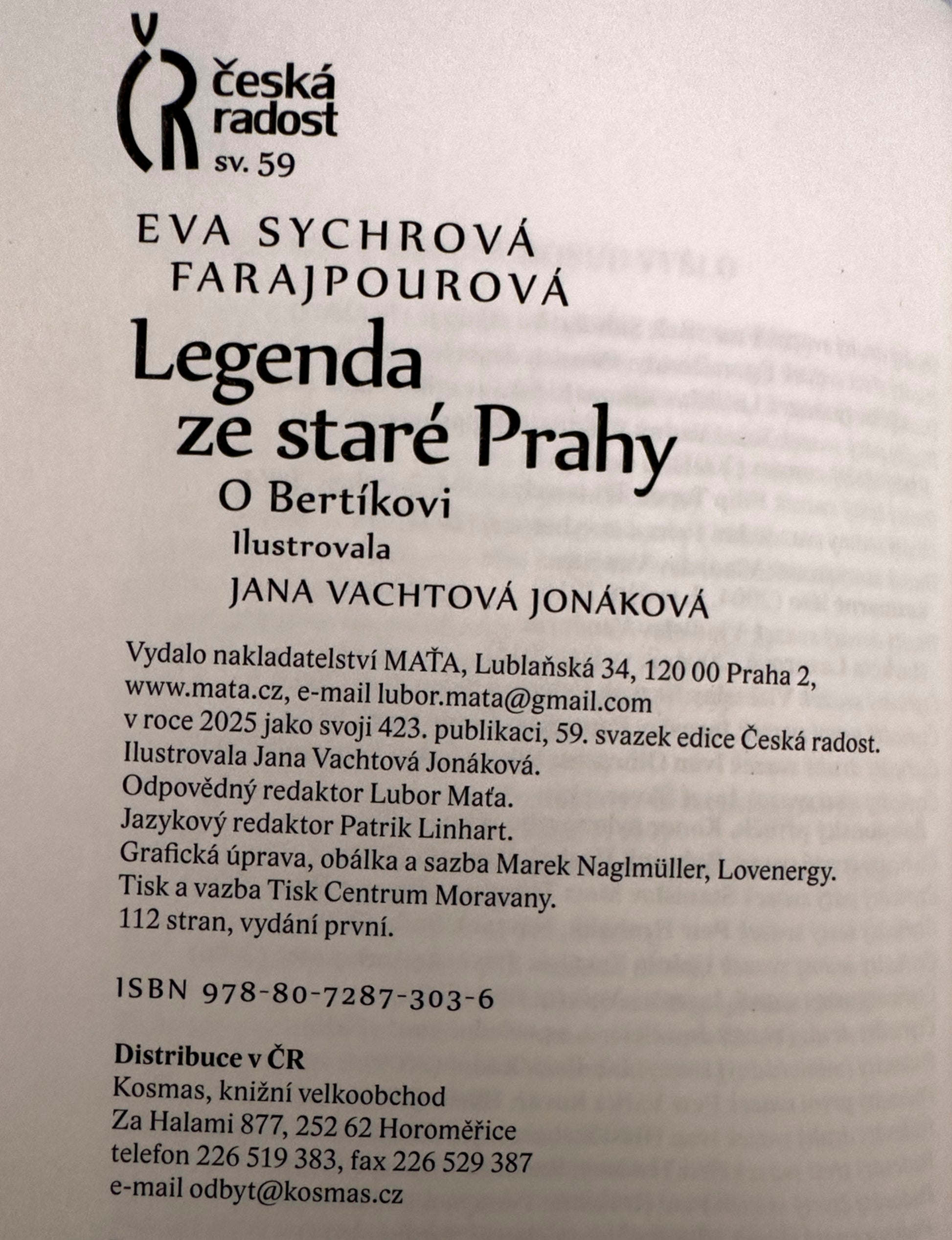 Kniha Legenda ze staré Prahy / O Bertíkovi