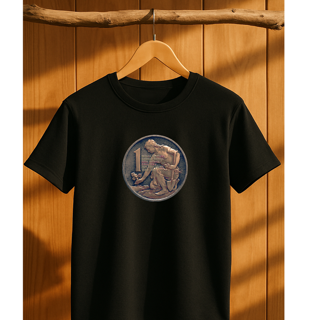 Koruna - měď/ Premium tričko dámské/černé