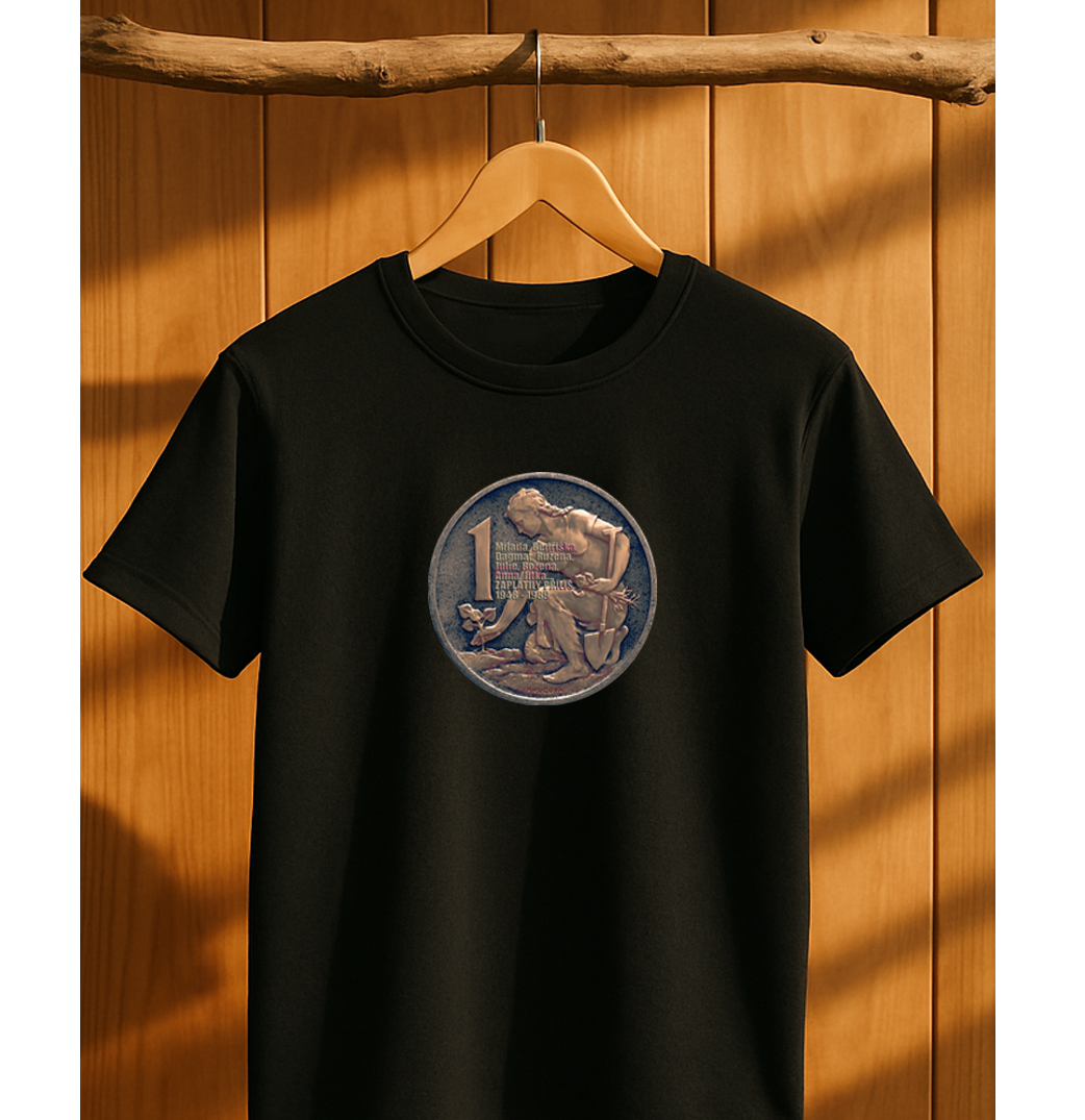 Koruna - měď/ Premium tričko dámské/černé