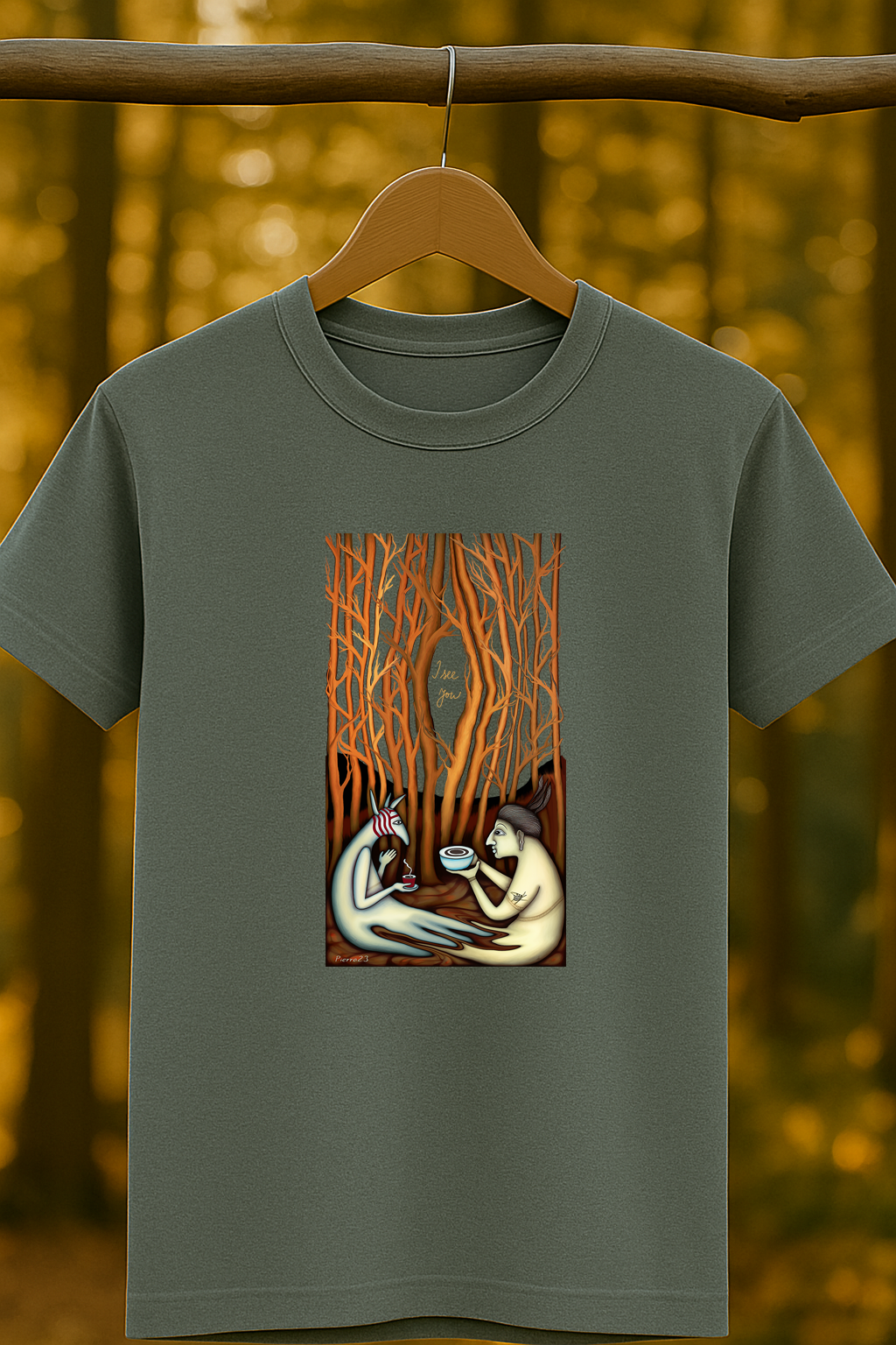 Les - Totem - I see you/ Premium pánské/ zelené-army