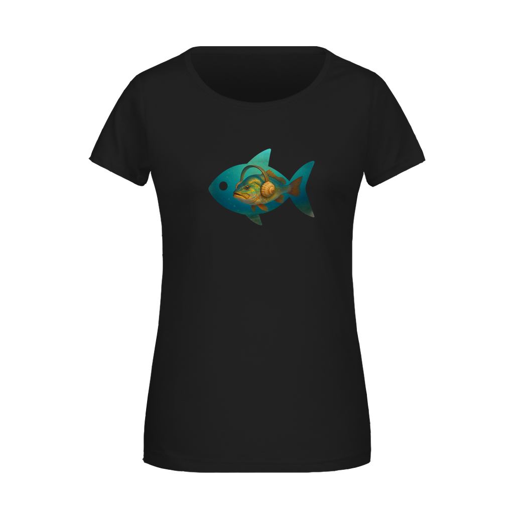 Ryba se sluchátky / BIO&FAIR trade tričko dámské/černé