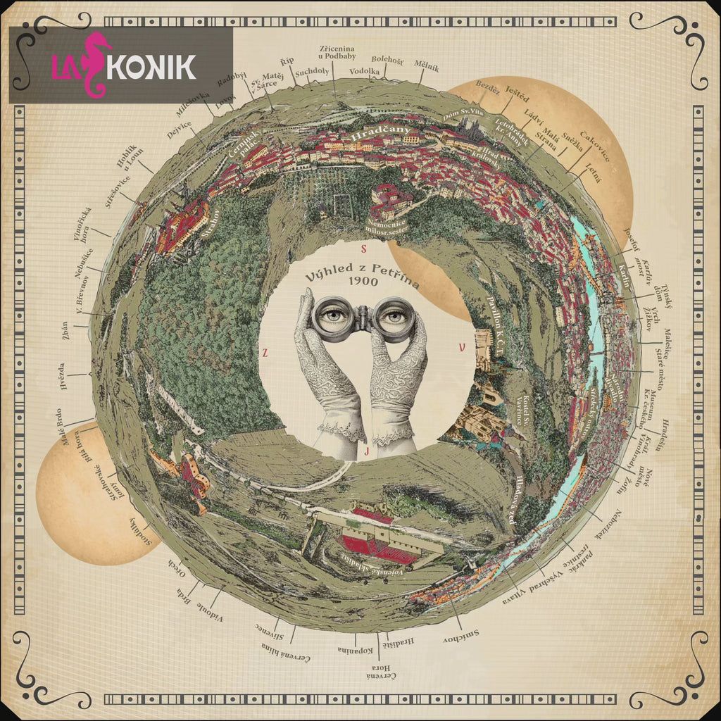 Petřín 1900 - mapa modrá/ Premium pánské - unisex/ černé